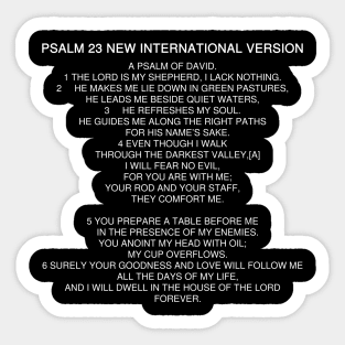 Psalm Chapter 23 Bible Verses Text Quotes New International Version Sticker